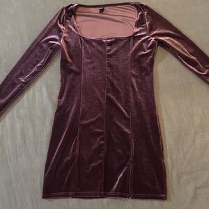 Shein Long Sleeve Purple Velvet Dress